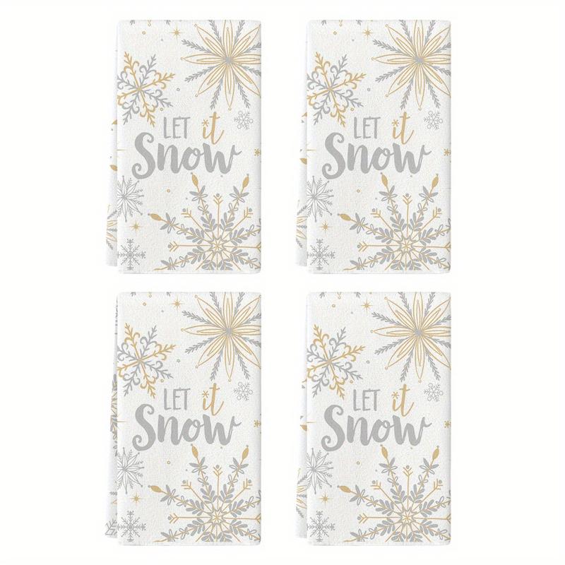 Snowflake Let it Snow Christmas Kitchen Towels Dish Towels, 18x26 Inch Set of 2