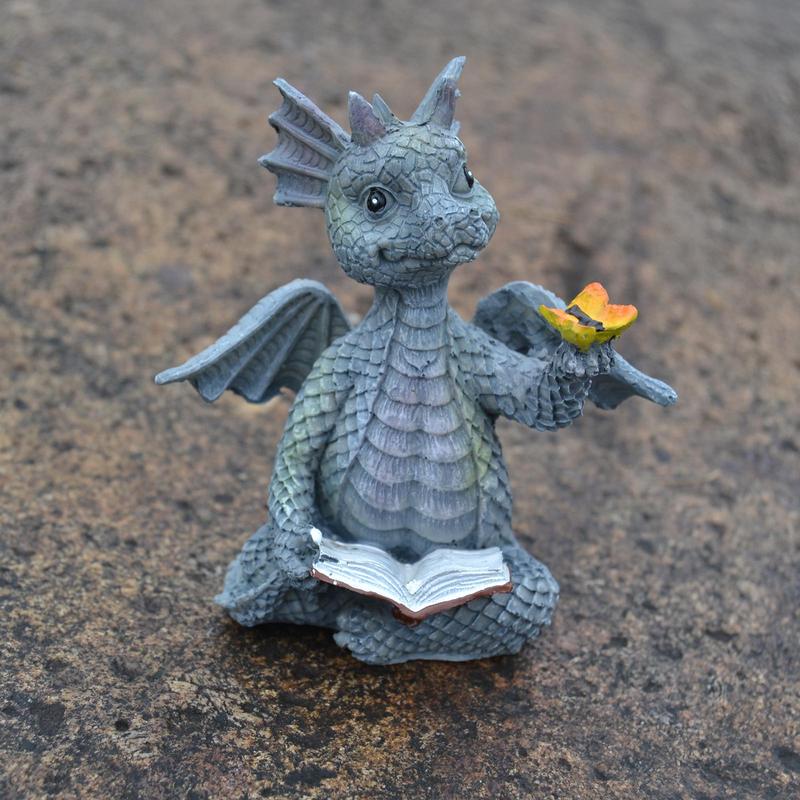 Dragon Reading Shape Resin Sculpture, 1 Count Creative Meditation Decor Craft, Desktop Ornament for Home Indoor Outdoor Office, Gift for Friends & Family, Home Decor