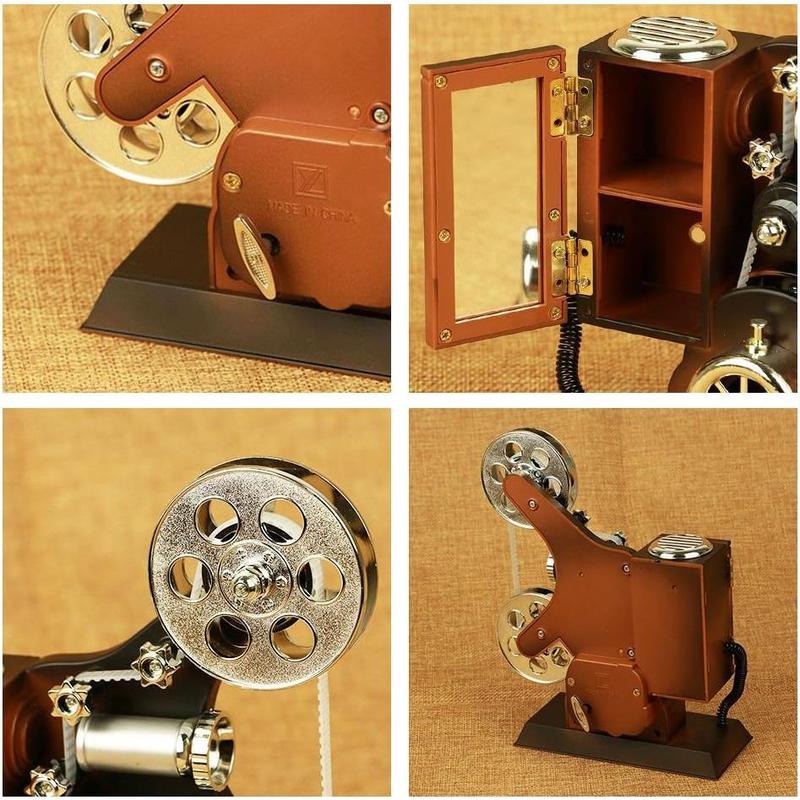 POPgifts Movie Projector Music Box,Mini Antique Vintage Craft Music Box Plays Tune for Elise Christmas Birthday Home Office Study Room Décor