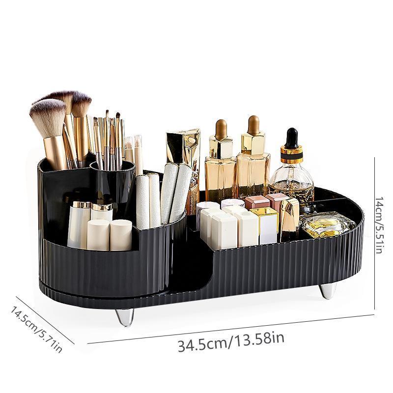 Desktop Makeup Organizer, 1 Count Rotatable Luxury Style Vanity Makeup Storage Box, Fashionable Large Capacity Cosmetic Storage Box, Desktop Organizer, Home Accessories, Room Organizer