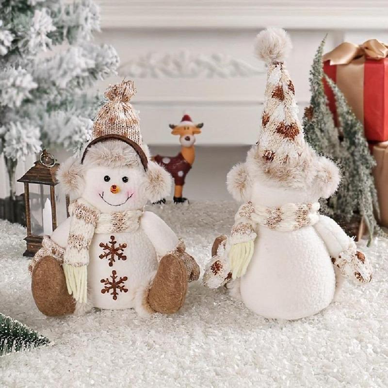 Snowman Design Plush Doll, Cute Plush Doll Ornament, Desktop Decoration for Home Living Room Bedroom, Festive & Party Supplies, Christmas Decorations