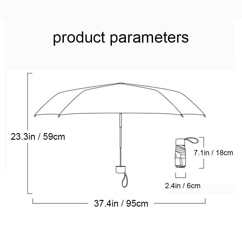 Portable Foldable Umbrella, 1 Count Lightweight Waterproof Umbrella, Rain & Sun Dual Use Umbrella for Outdoor Travel, Camping, Running, Folding Umbrella