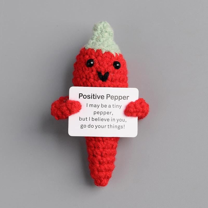 Cute Creative Chili Design Crochet Ornament, Positive Pepper Decor, Home Decor for Living Room Bedroom Office