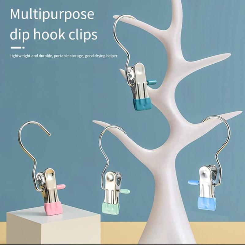 22 PCS Anti-rust Clip Space-saving Clothespin Hat Pants Storage Hanging Travel Hook Hanger Household Organiser Laundry Lightweight Room Stainless Steel Waterproof pant hanger