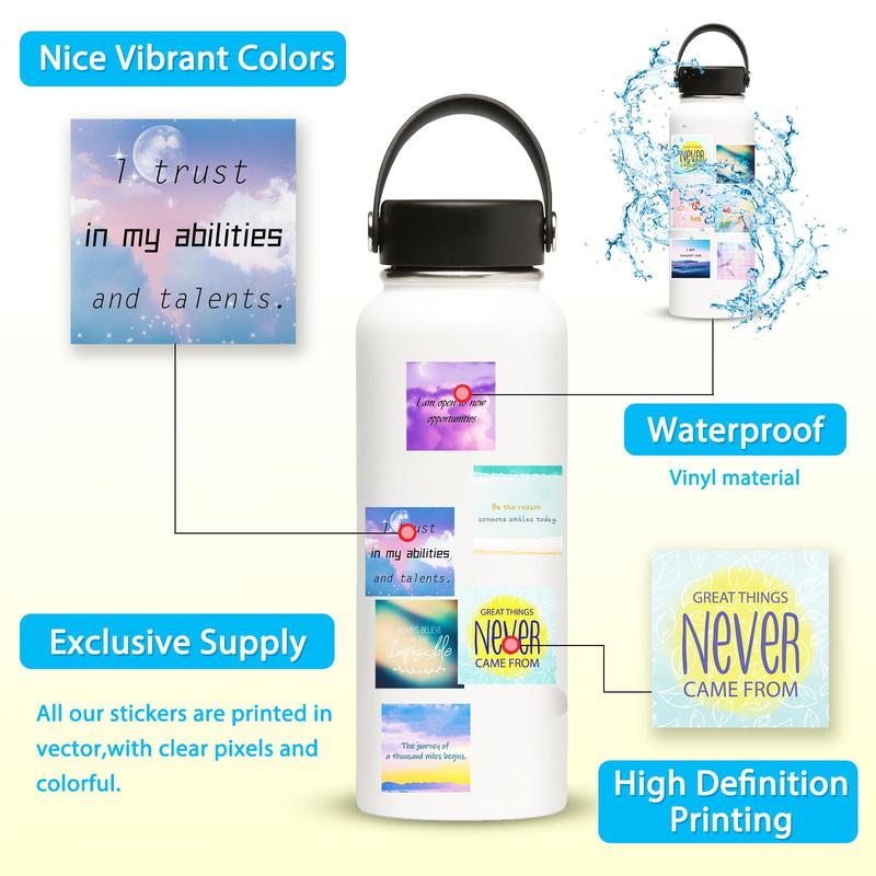 100pcs Pack Motivational Quote Pattern Decorative Sticker, Creative Sticker For DIY Scrapbook Water Bottle Decoration