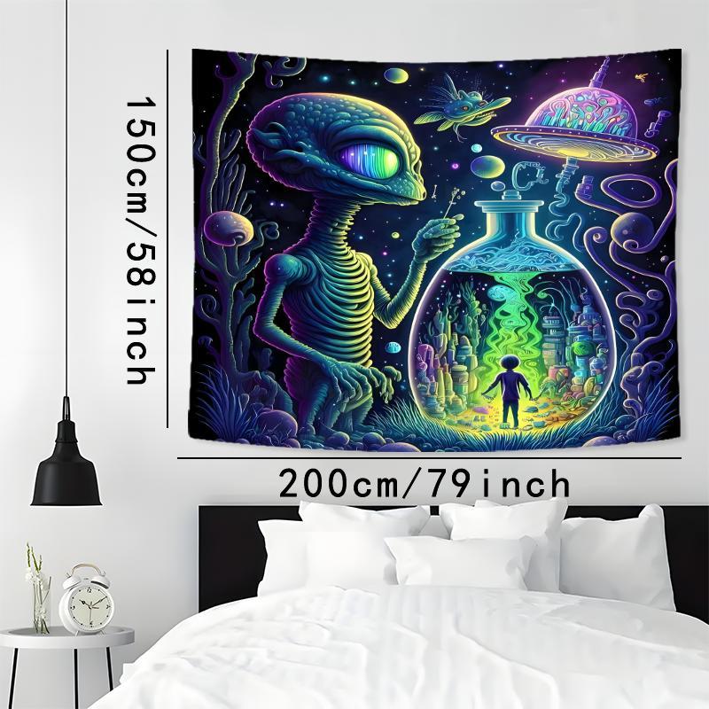 Alien Pattern Tapestry, 1 Count Creative Tapestry with Installation Accessories, Wall Hanging Decor for Bedroom & Living Room