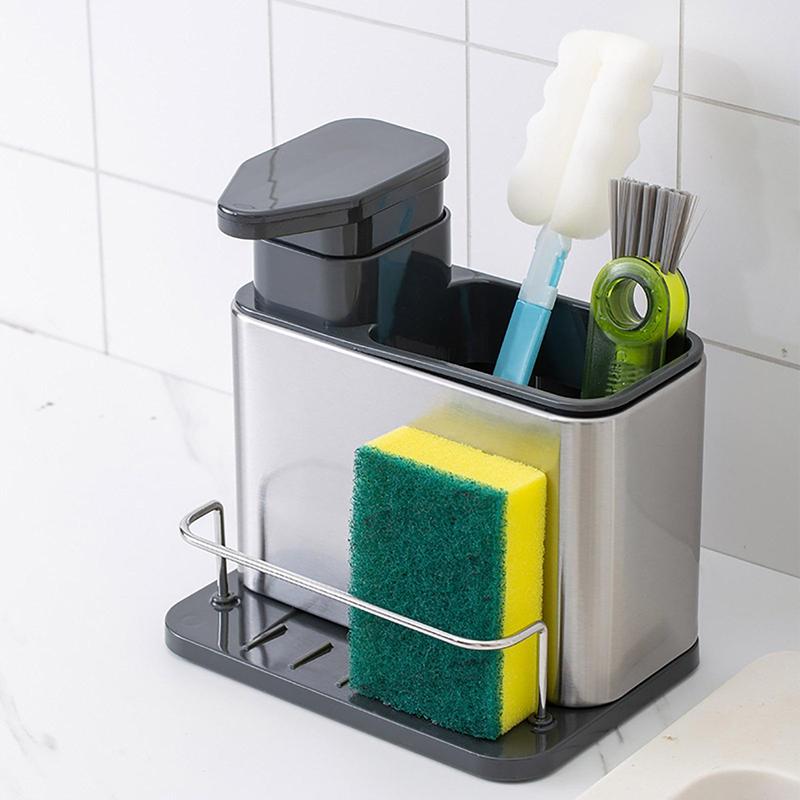 Kitchen Soap Dispenser, Multifunctional Space Saving Soap Dispenser & Dish Storage Shelf,, Soap Dispenser for Kitchen Bathroom Dining Room Salon Dormitory