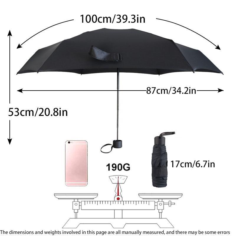 Solid Color Folding Umbrella, 1 Count Portable Lightweight Compact Durable Umbrella, Manual Umbrella for Daily Commuting & Hanging Out