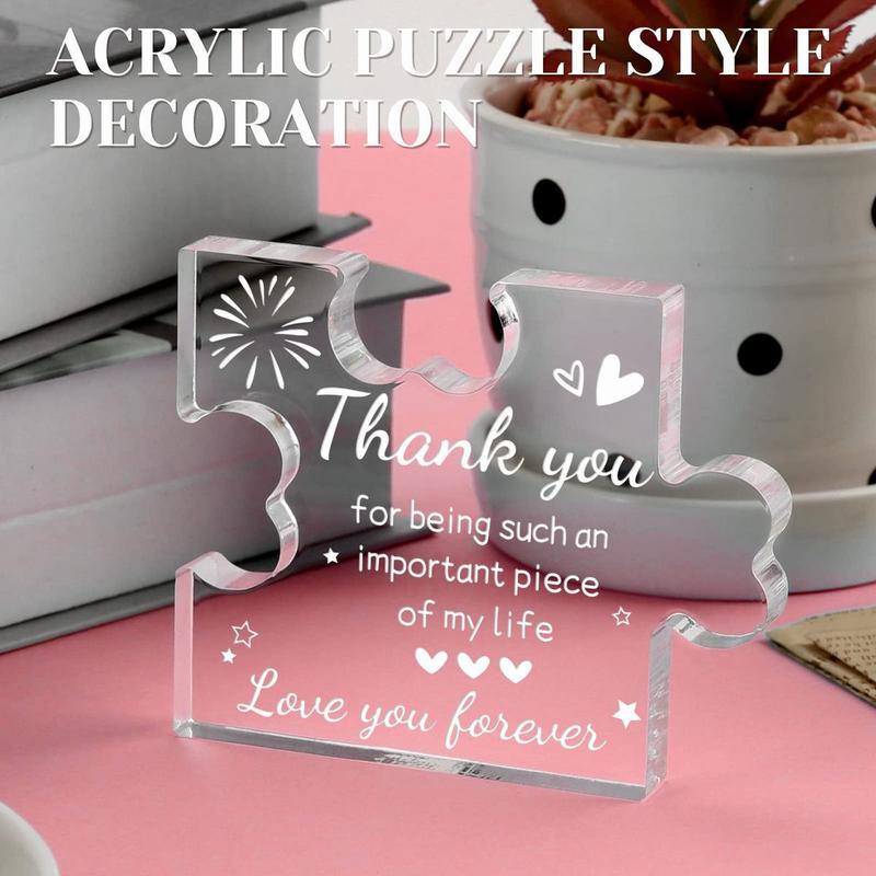 Puzzle Design Desktop Decoration, Acrylic Plaque Gift for Bestie, Office Bedroom Living Room Decor Ornaments, Mean Girls Decorations