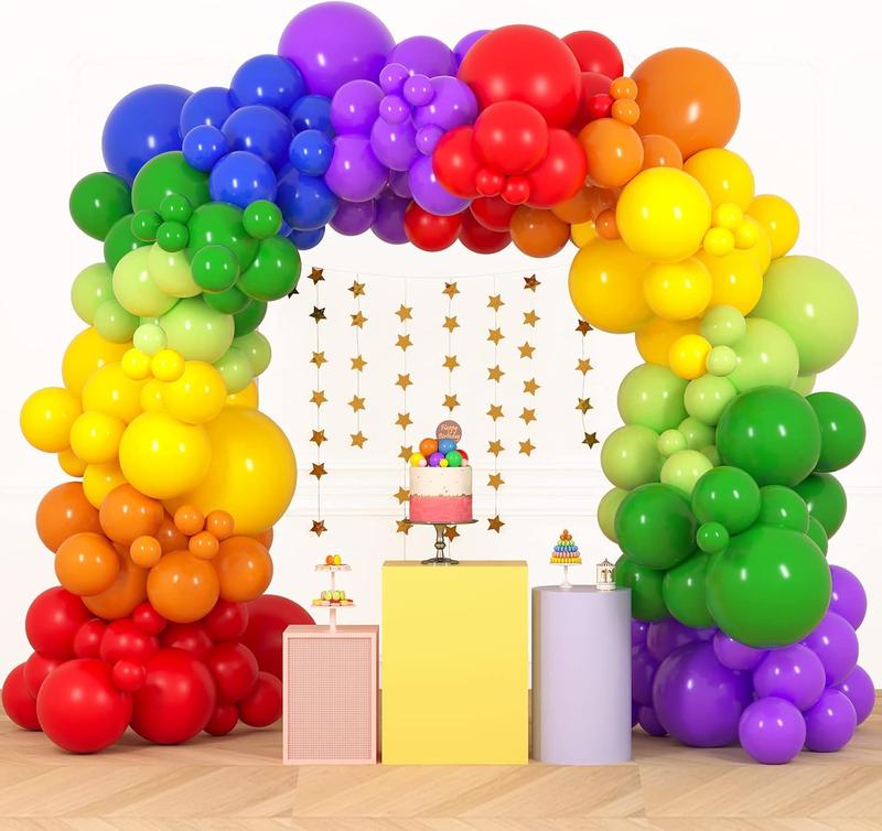 189 count Rainbow Balloon Garland Arch Kit, 7 Assorted Colors 5 12 18 Inch Latex Balloons for Birthday Party  Shower Wedding Anniversary Decoration