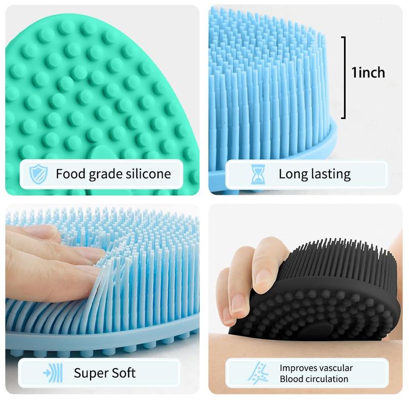 Silicone Body Scrubber,Loofah Exfoliating Body Scrubber,Bath Brush,Set of 3 Soft Body Scrubber,Deep Pore Cleansing,Long Lasting and Durable,Bristles Suitable