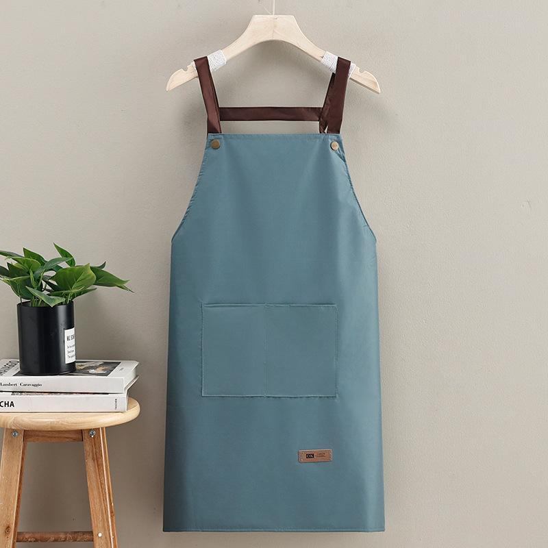 Solid Color Waterproof & Oil-proof Apron, 1 Count Durable Fashionable Apron with Pocket,  Household Apron for Home Kitchen Baking House Coffee Shop Garden