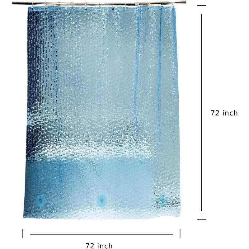 Blue Shower Curtain Liner,  Waterproof EVA 3D Shower Curtains with 3 Duty Heavy Bottom Magnets and 12 Rust Proof Grommets, 72x72 Weighted Shower Liner for Shower Stall, Bathtubs