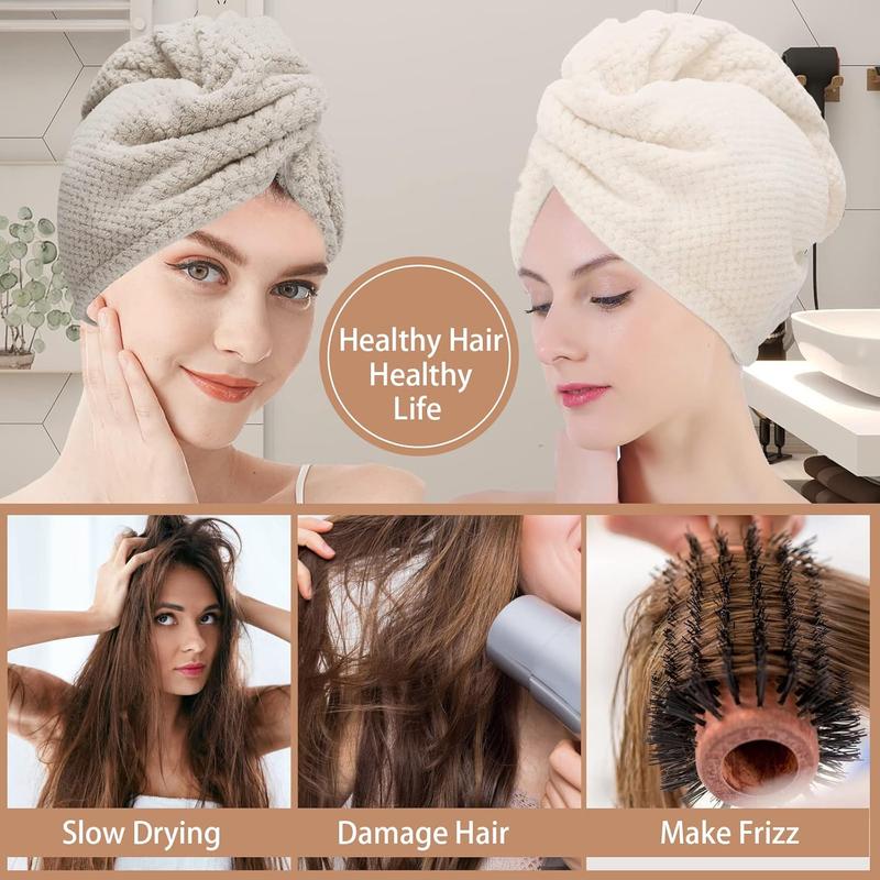 3 PCS Microfiber Hair Towel, Hair Wraps for Women Wet Hair, Fast Drying Hair Turban, Anti Frizz Head Towels Wrap for Curly Hair