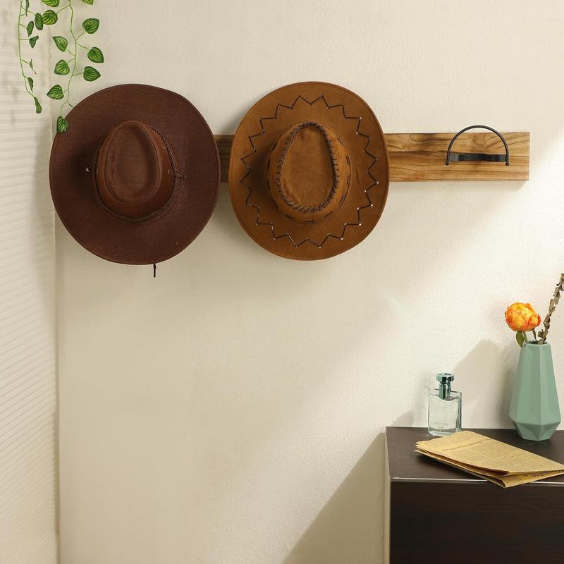 Cowboy Hat Rack 4 Packs Cowboy Hat Holder Hat Hanger Wall Mount Black Hat Hooks for Display(A Beautiful Christmas Gift)