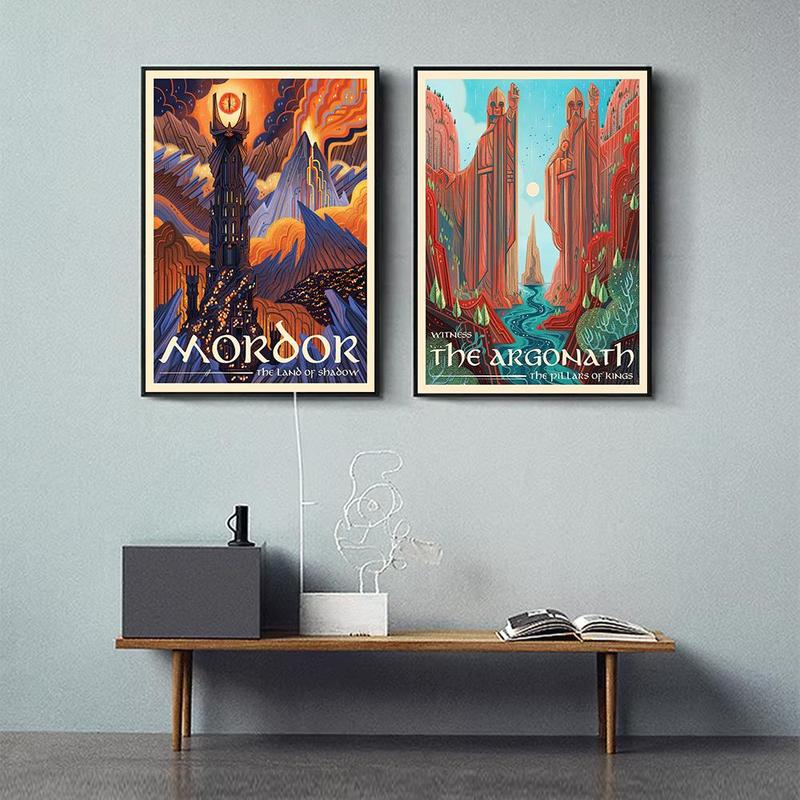 The Lord Of The Rings Themed Wall Art, 2 Counts set Modern Canvas Hanging Painting without Frame, Wall Decor for Home Living Room Bedroom