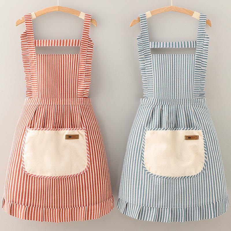 Striped Pattern Apron, 2 Counts Adjustable Apron with Pocket, Cooking and Baking Apron for Men & Women, Home Care Supplies