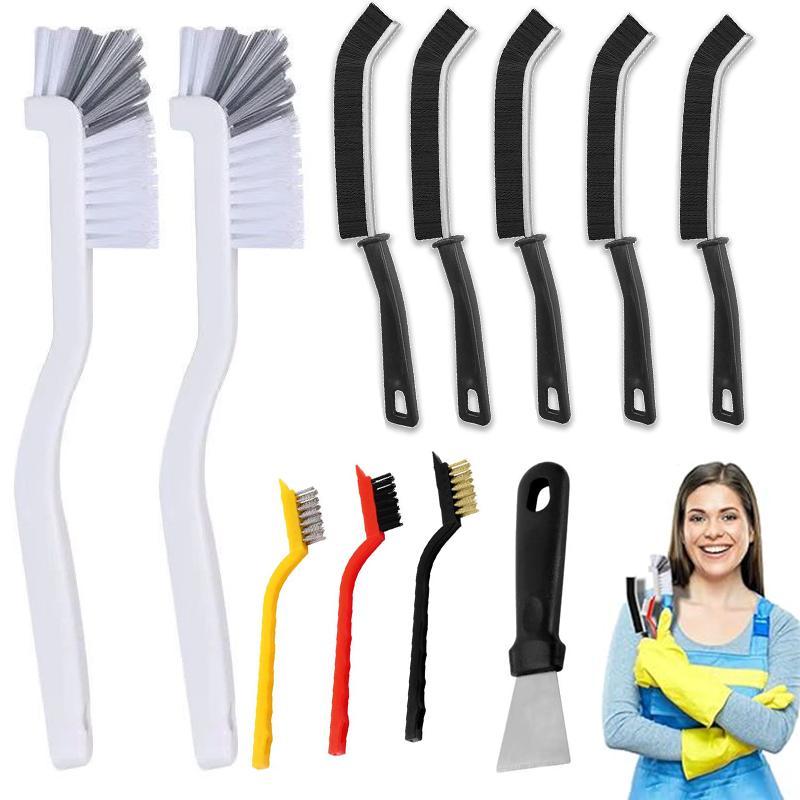 Crevice Cleaning Brush Set, 11pcs set Multifunctional Hard Bristle Cleaning Brush, Household Cleaning Tool for Kitchen, Bathroom, Corner