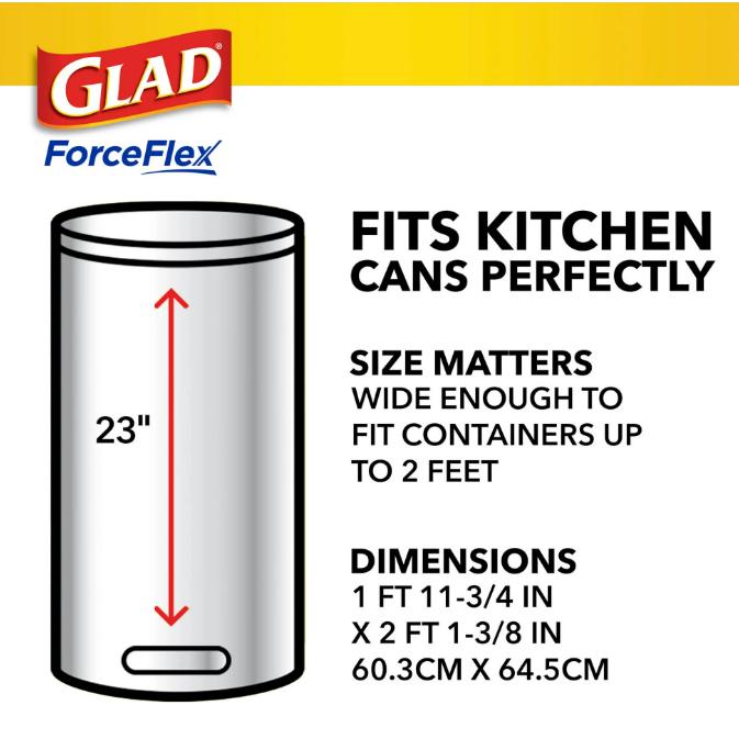 Glad ForceFlex Tall Kitchen Drawstring Trash Bags, Gain Original with Febreze Freshness, 13 Gallon, 120 Count