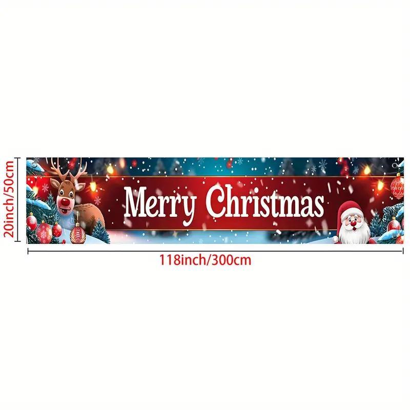 Merry Christmas Banner, 1 Count Indoor & Outdoor Decoration Banner, Christmas Decoration Supplies for Home Garden Party