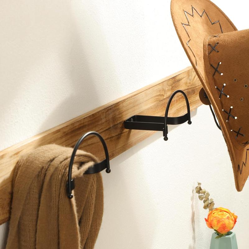 Cowboy Hat Rack 4 Packs Cowboy Hat Holder Hat Hanger Wall Mount Black Hat Hooks for Display(A Beautiful Christmas Gift)