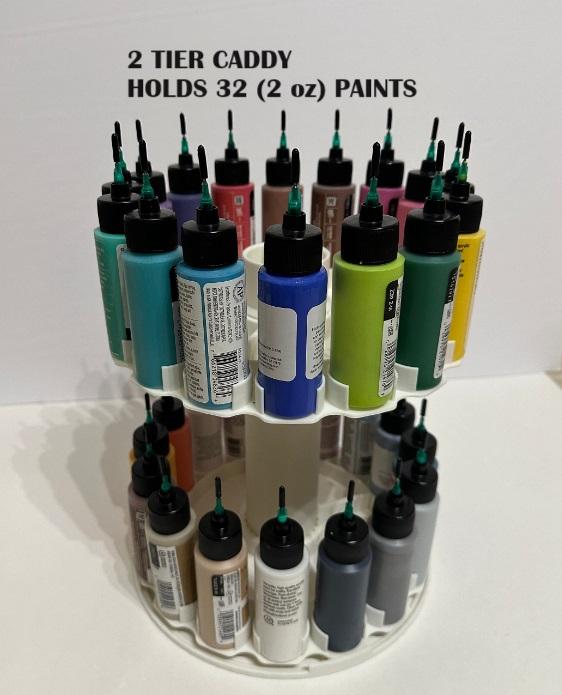 2 Tier Spinning Paint and Storage Caddy Organizer- Holds  up to 48 (2 OZ) Paint Bottles