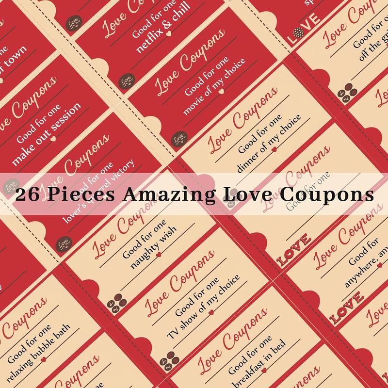 30 count Christmas Day Love  for Him or Her, Romantic Love Voucher Funny Coupon Romantic Present for Husband Wife Boyfriend Girlfriend Birthday Wedding Party