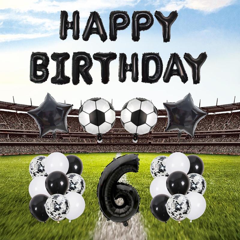  Football Themed Birthday Party Decoration, 1 Set Including Happy Birthday Football Design Balloon Set,  Birthday Party Decor Supplies for Festival Party Ceremony