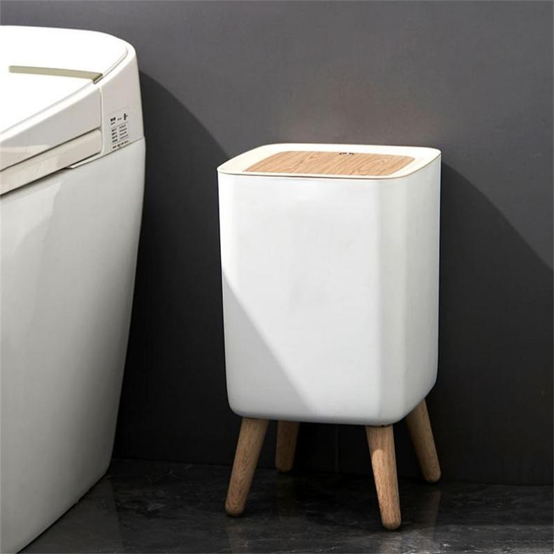 Household Waste Bin with Lid, 1 Count 10l Large Capacity Square Trash Bin with Base, Modern Garbage Bin for Home Living Room Kitchen Toilet, Cleaning Supplies, Summer for Gift