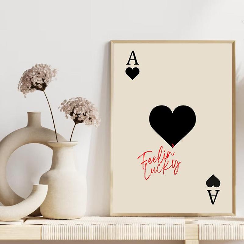 Spade A Playing Card Pattern Unframed Painting, Canvas Wall Art, Wall Decor for Home Living Room Bedroom Study Room, Home Decor