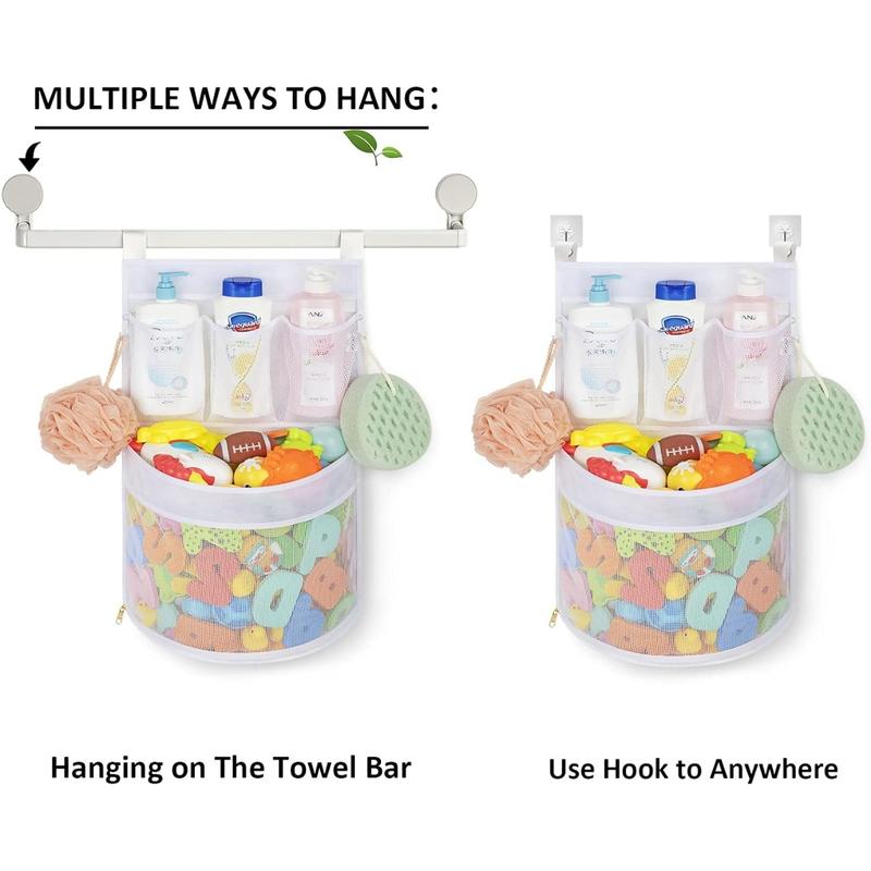 Bath Organizer  quick drying  and mould proof  Multiple-Suspension Bath Holder  Large Capacity Multi Use Bathtub Storage Bag  1 Large White