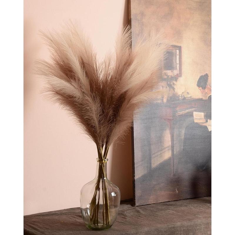 Faux Pampas Grass, 9 PCS 37 '' 3.1FT Tall Fluffy Fake Floral Pompas, Large Artificial Pompous Grass Branches for Floor Vase Fillers, Boho Farmhouse Room Wedding Decor