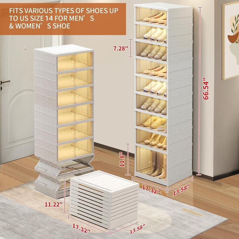 NLDD's 9-Tier (8+1) Adaptive Shoe Storage System: Clear, Space-Saving for 18 Pairs, Closet-Friendly Collapsible Design, Complete with Shoe Boxes