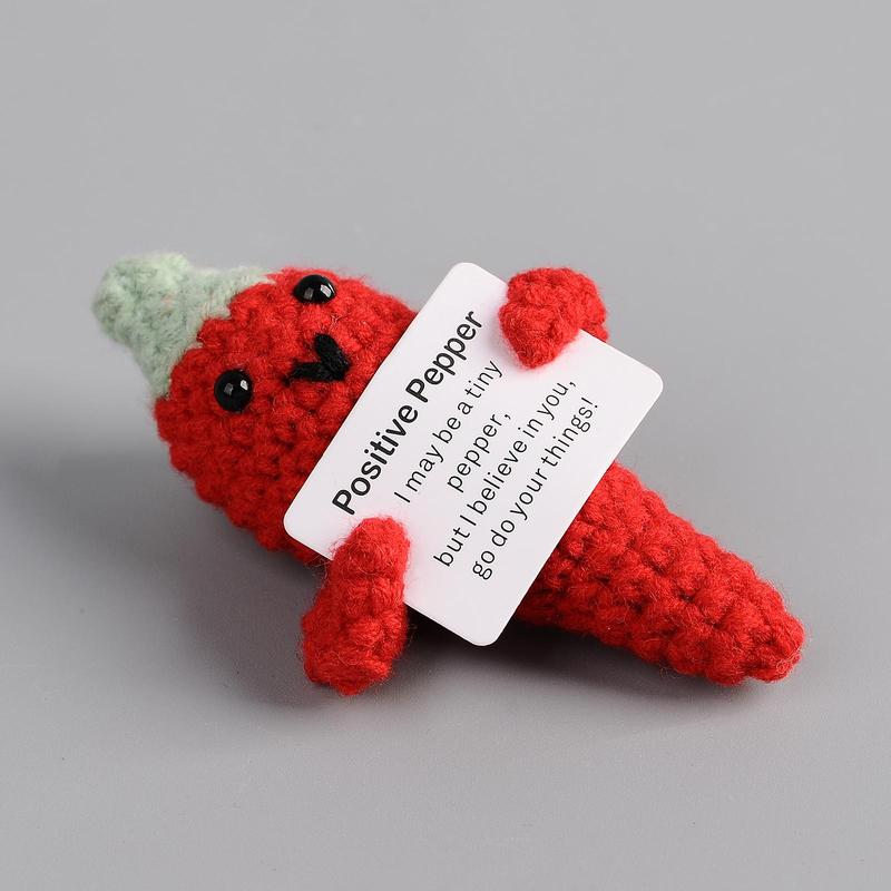 Cute Creative Chili Design Crochet Ornament, Positive Pepper Decor, Home Decor for Living Room Bedroom Office