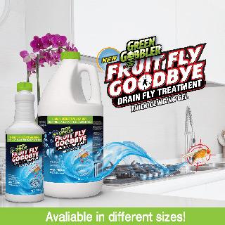 Green Gobbler Fruit & Drain Fly Killer 32oz - clings to pipes to eliminate annoying drain fly infestations Kitchen Citronella