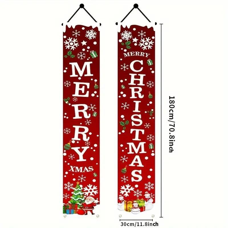 Christmas Themed Banner, 1 Count Christmas Cartoon Pattern Hanging Ornament, Festive Backdrop for Home Party Garden Party Decor