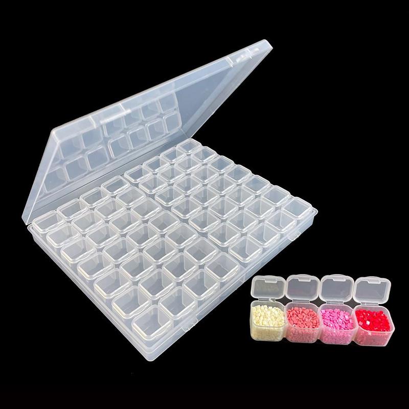 Clear Plastic Organizer Box, 1 Set 56 Grids Diamond Art Painting Storage Box, Jewelry Storage Container with Dividers, Earrings Seeds Craft Organizer