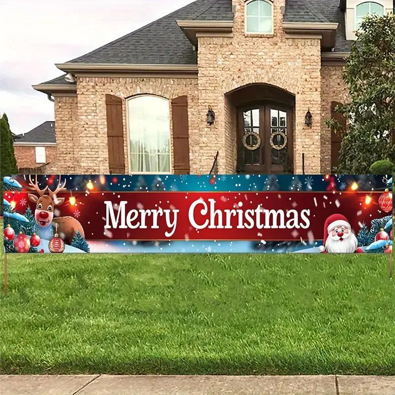 Merry Christmas Banner, 1 Count Indoor & Outdoor Decoration Banner, Christmas Decoration Supplies for Home Garden Party