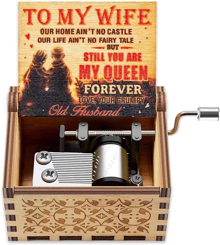 Music Box Gift for Wife - Valentine Anniversary Christmas Birthday Gift to Wife Women from Husband Hand Crank Musical Box Play You are My Sunshine