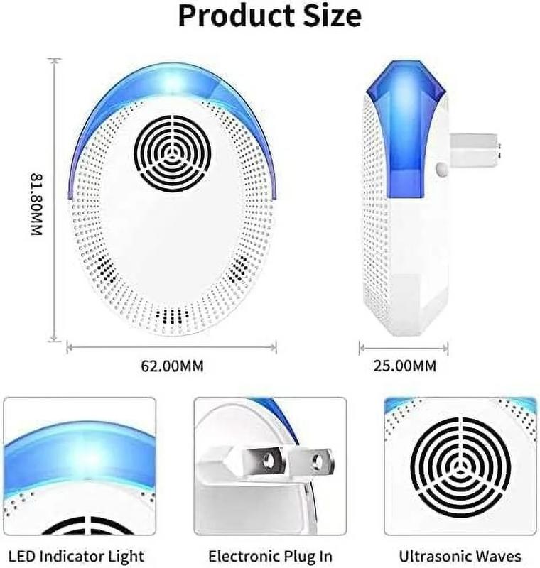 6 Pack Ultrasonic Pest Repeller Plug-in for Indoor Rodent, Roach, Spider, and Insect Repellent in Home, Attic, Garage, and Basement