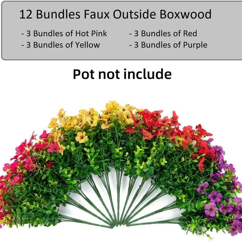 Room Decor Artificial Flower without Frame(12pcs set), Eucalyptus Violet Fake Flower, Outdoor Fake Plant, Flower Arrangement, Faux Outside Greenery Decor, Indoor & Outdoor Farmhouse Fall Decoration Supplies, Home Decor