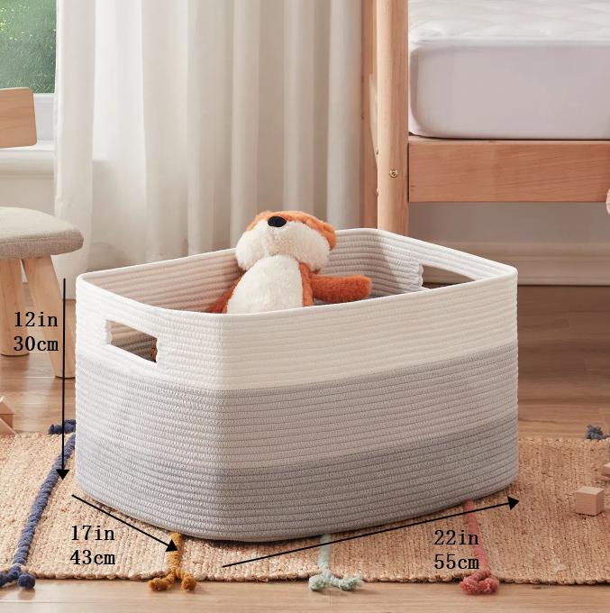 OIAHOMY Large Foldable Woven Rope Blanket Storage Basket, 22