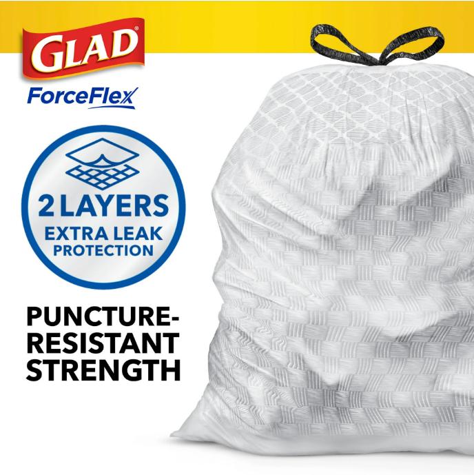 Glad ForceFlex Tall Kitchen Drawstring Trash Bags, Gain Original with Febreze Freshness, 13 Gallon, 120 Count