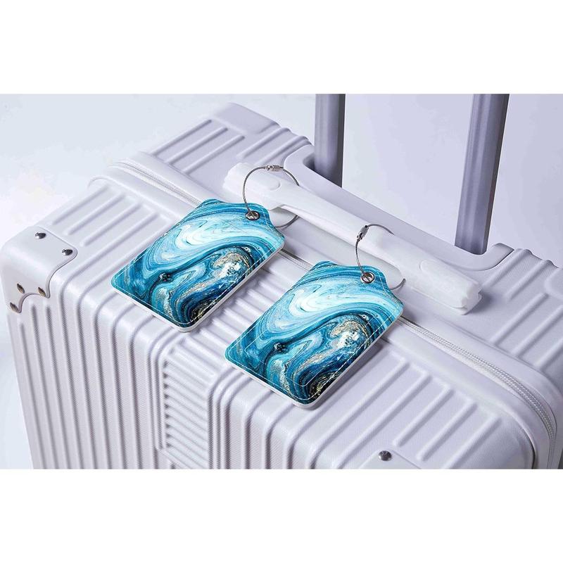 4 Pack Luggage Tags with Full Privacy Cover Stainless Steel Loop for Travel Bag Suitcase