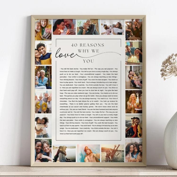 EDITABLE custom 18 photo | 40 Reasons We Love You Custom Photo Collage | Fully Editable Template | 40th Anniversary Gift | 40 Things About Friend Birthday | anniversary gift | gift for love.