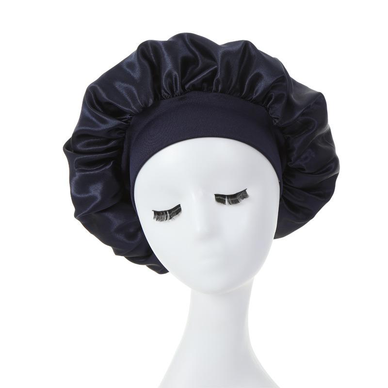 New Large Satin Bonnet Silky Night Sleeping Cap Satin Bonnet With Head Tie Band Bonnet Lace Up Shower Cap Curly Bling Hair