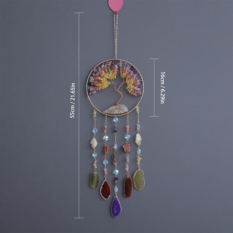 Colorful Tree Of Life Dream Catcher for Room Decor, 1 Count Artificial Crystal Hanging Decor, Boho Style Hanging Decor for Home Living Room Room Garden Wall Decor