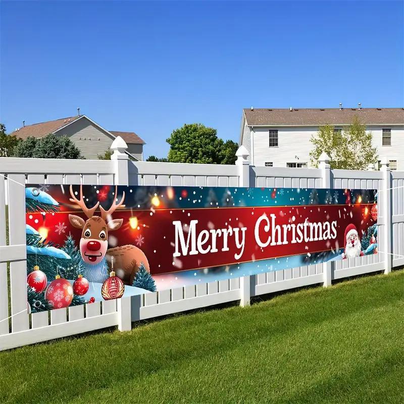 Merry Christmas Banner, 1 Count Indoor & Outdoor Decoration Banner, Christmas Decoration Supplies for Home Garden Party