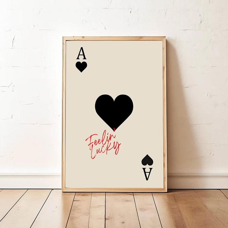 Spade A Playing Card Pattern Unframed Painting, Canvas Wall Art, Wall Decor for Home Living Room Bedroom Study Room, Home Decor