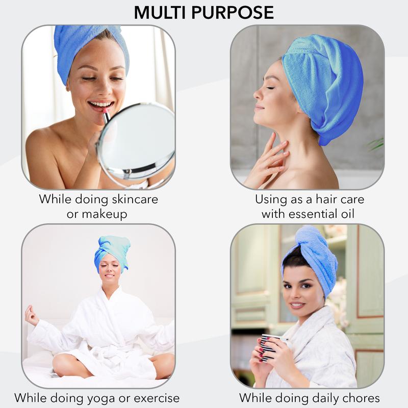 Hair Towel Wrap Microfiber Soft Pack Absorbent drying turbans curly hair well secure easy to use for all age Lightweight Bathroom Reusable breathable